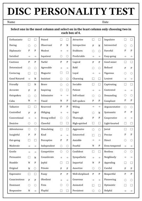 free disc personality test handout.